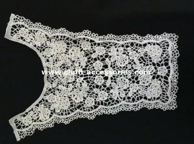 China Embroidered Flower Lace Trim / 33cm Polymide White Lace Neck Collar for sale