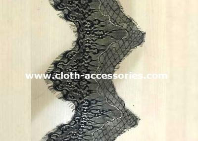 China Polyester Black Scalloped Lace Trimmed / Custom Mesh Lace Ribbon Trim Colorfast for sale