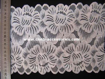 China 10 Inch V - Neckline Floral Jacquard Lace Fabric Trim With Spandex Mesh for sale