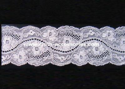 China Dress Narrow Flower Lace Trim / Stretch Spandex Lace Fabric Support Cutting for sale