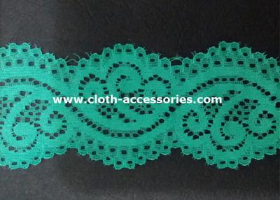 China Embroidery Mint Green Nylon Lace Fabric Dress Double Sided With Customer Logo for sale