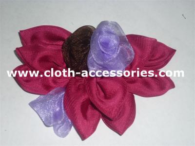 China Fashion Handmade Chiffon Flower Corsage With Black / Red / Purple Mixed for sale