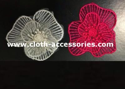 China Handmade Red Fabric Flower Corsage Embroidery  For Dual Fabric Dress for sale