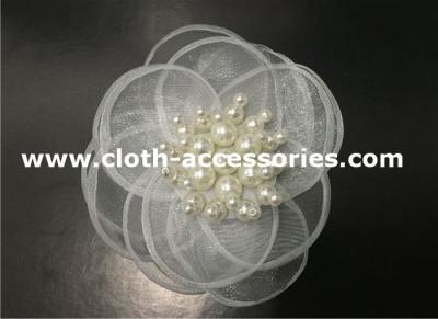 China 12G Artificial White Fabric Flower Corsage Hair Accessories With Pearl for sale