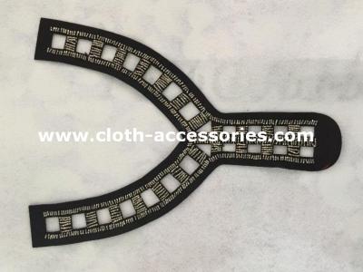 China Y Shape Black  Beaded Neck Trim 25CM × 15CM for Wide Shoulder Dress for sale