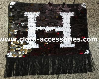 China Fringe Shape Sequin Clothing Appliques Embellishments Black And White for sale