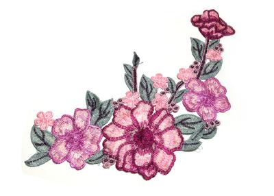 China Embroidery Flower Clothing Appliques For Dresses / Crochet Lace Collar Pattern for sale