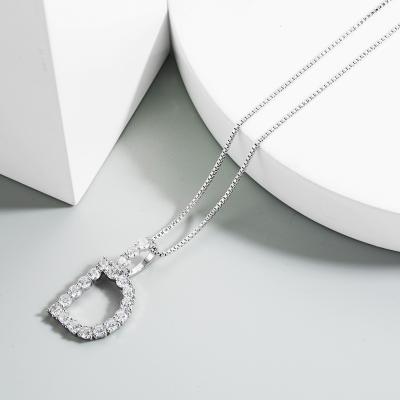 China TRENDY Silver A-z Letter Monogram Necklace 925 Sterling Silver Crystal Ice Initial Letter Necklace Jewelry for sale