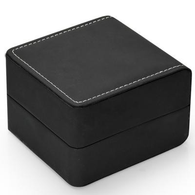 China Luxury PU Logo Black Cardboard Paper Gift Watch Box Luxury High Quality Custom Packaging Plain Watch Box With Foam Insert for sale