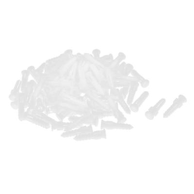 China 30mm Length Steel Expansion Bolt Wall Drywall Plastic Anchor White 100pcs for sale