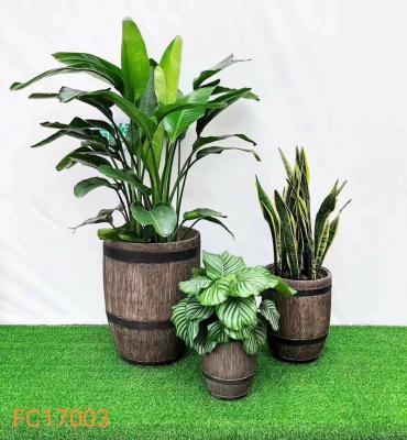 China Eco-friendly Hot Sale Large Texture Artificial Fiberglass Log Fiberglass Concrete Flower Planters for sale