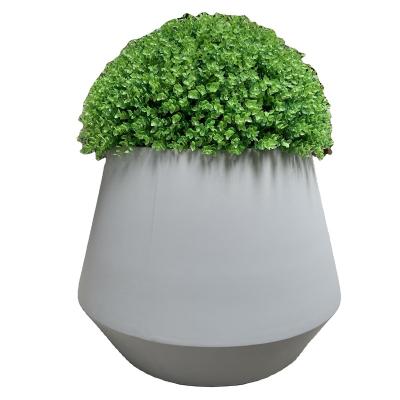 China Simply Factory New Design Hotel Garden Round Fiberglass Mud Flower Pots Large For Outdoor for sale