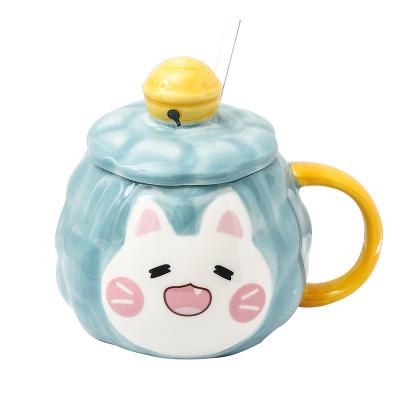 China Lelyi Bell Cartoon Viable Korean Cute Ceramic Cat Mug Creative Gift Advertising Mug for sale