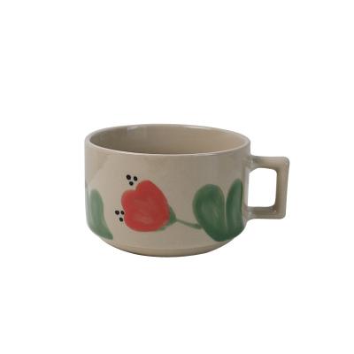 China Viable Hand Painted Ceramic Lelyi INS Mug Home Niche Breakfast Milk Mug Ceramic for sale