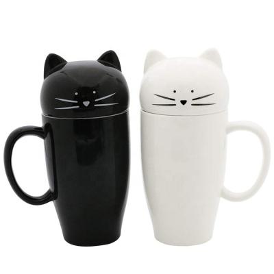 China Lelyi Christmas 3D Viable Creative Black And White Cat Cup Custom Ceramic Mug for sale