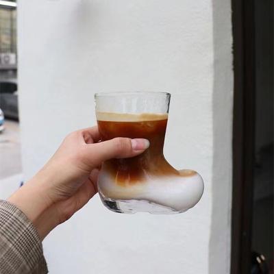 China Lelyi INS Boots Cup Crystal Shoes Viable Cute Glass Coffee Beer Cold Drinks Mug for sale