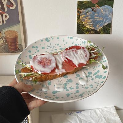 China Viable Ceramic Niche Splatter Ink Dish Retro Lelyi Statistical Personality Steak Dish Breakfast Tableware for sale