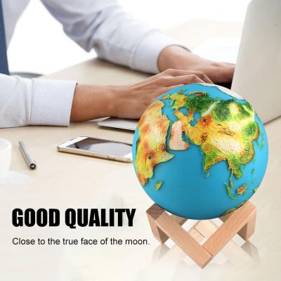 China ABS Lelyi Led Light World Globe 3 Colors Types USB Rechargeable 3D Sensor Printed Earth Moon Lamp 15cm for sale