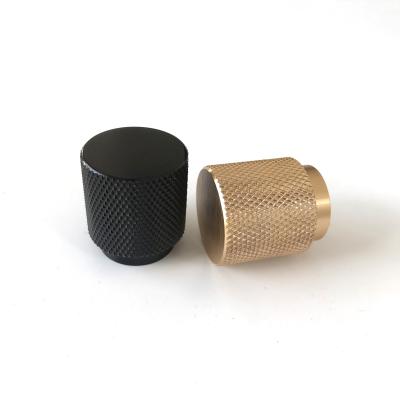 China Contemporary Matt Black Champagne Gold Aluminum Profile Drawer Knob Cabinet Furniture Knurling Knob And Pull for sale