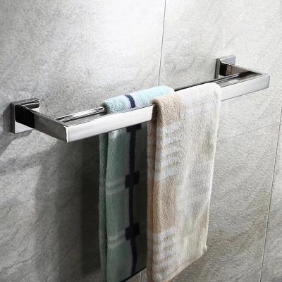 China Fashion made in China 304 stainless steel bathroom accessory 60cm double towel rack holder brush nickel satin for sale