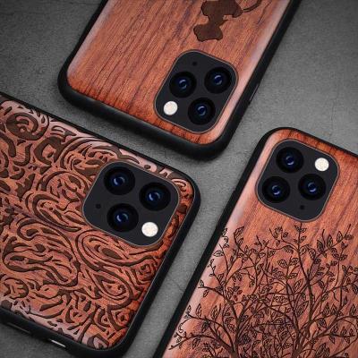 China Wooden Cell Phone Case With Plastic Wooden Cell Phone Case Bamboo Cover For Iphone 12 Bamboo Case for sale