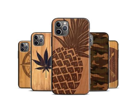 China Free Sample Luxury Custom Natural Colorful Wooden Back Cover Phone Cases Shockproof For Iphone 14 pro Max Case for sale