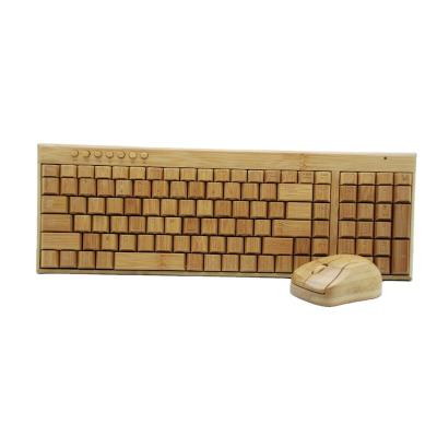 China Real bamboo wireless keyboard and fashion wireless design mouse for sale