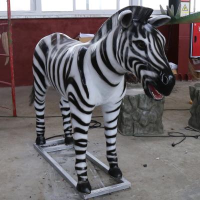 China Amusement Park Life Size Fiberglass Zebra Animal Sculpture for sale