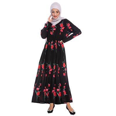 China Modest Kaftan Long Women Abaya Dubai Floral Print Islamic Clothing Muslim Dresses Modest Muslimah Styling Abaya Wholesale For Women for sale