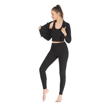 China 2021 Wholesale Breathable Two Piece Pant Suits Bra And Gaiters Women Sport Yoga Clothing Set Sports Tracksuit With Stretch for sale