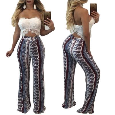 China Digital Print QUICK DRY Bohemian Style High Waist Women Wide Leg Pants for sale