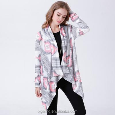 China Autumn New Design Anti-shrink Irregular Printing Cardigan Women Knitted Sweater for sale