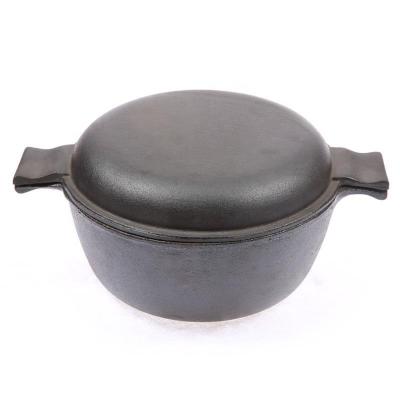 China Sustainable 8inch 10inch Cast Iron Pre-Seasoned Double Used Dutch Oven Casserole And Combo Cooker for sale