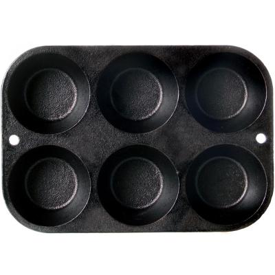 China Sustainable Oven Safe 6 Cup Mini Round Cast Iron Muffin Pans for sale