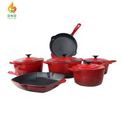 China 6pcs Sustainable Cast Iron Enamel Casserole Set Cast Iron Enamel Dutch Oven Casserole Set Cookware Enamel Pot for sale