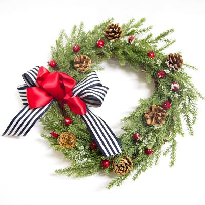 China Eco-Freindly Artificial Christmas Handmade Door Hanging Outdoor Home Decoration Christmas Wreath for sale