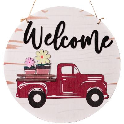 China Modern Hot Selling Decorative Door Plate Home Door Decorative Wooden Truck Plate Welcome Sign for sale