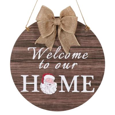 China New Design Home Garden Interchangeable Round Hanging Festival Decoration Welcome Home Sign For Front Entrance Wooden Sign for sale