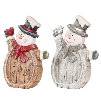 China Wholesale Europe Polyresin/Greeter Light Christmas Holiday Decorations w/LED Door Lights Resin Christmas Snowman Figurines for sale