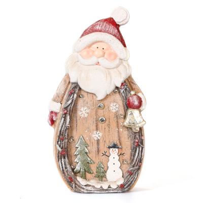 China Europe Wholesale Santa Claus Decoration Christmas Resin Crafts For Christmas LED Decoration Painted Bell Resin for sale