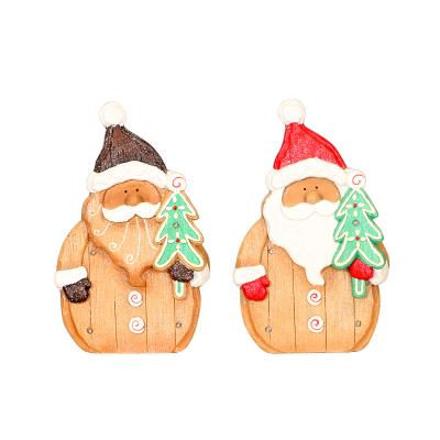 China Hot Sale Europe Santa Claus Decoration Christmas Resin Crafts For Christmas Tree Decoration LED Painted Resin for sale