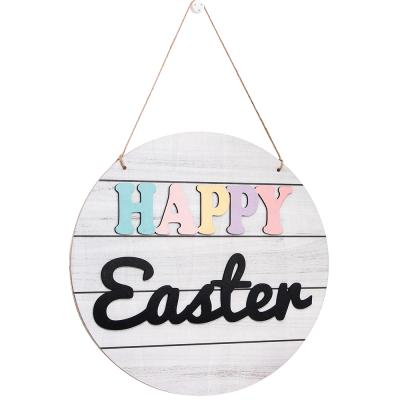 China Europe's Newest Easter Wooden Hanging Ornament Happy Wooden Easter Pendant Decoration Party Supplies for sale