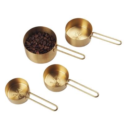 China Factory Stocked Direct Selling Durable 4 Piece Stainless Steel Kitchen Teaspoon Measuring Cup Gold Set for sale