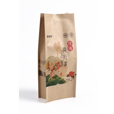 China Simple Custom Sealed Packaging Storage Food Grade Wrapping Tea Bag Herbs Dried Fruits Nuts Flesh Pellets Kraft Paper Pouch for sale