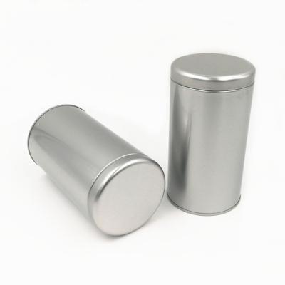 China Food Short Tall Round Cylinder Metal Container Coffee Bean Tea Canister Empty Tin Silver Airtight Cans for sale