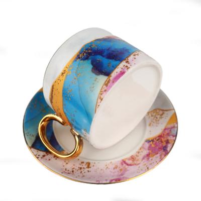 China Sustainable Wholesale Bone China Ceramic Tea Cups And Saucers Set Porcelain Sublimation Coffee Mugs Cup For Tea for sale