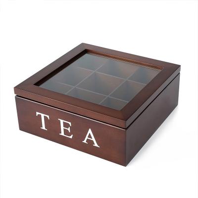 China Recyclable The New Custom Logo Wooden Boxes Tea Bag Stash Storage Box With Acrylic Lid Craft Wood Box for sale