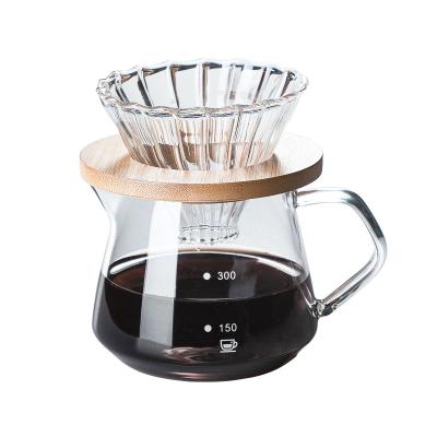 China New Design Sustainable Home Use Portable Transparent V60 Glass Pour Over Coffee Pot for sale