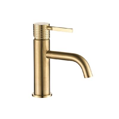 China Matt Gold Bathroom Deck Mounted Modern Low Lead Brass Single Handle Basin Mixer Tap Water Faucets for sale