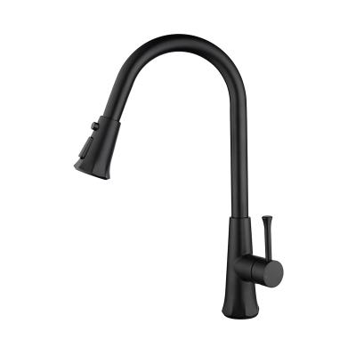 China New Products European Black Kitchen Faucet Commercial Contemporary Modern Design 3 Ways Pull Out Kitchen Mixer Tap for sale